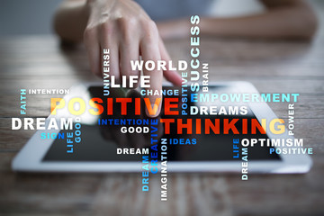 Positive thinking Life change. Business concept. Words cloud.