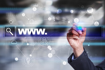 Search bar with www text. Web site, URL. Digital marketing. internet concept.