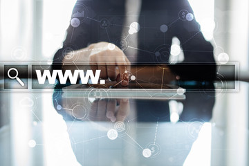 Search bar with www text. Web site, URL. Digital marketing. internet concept.