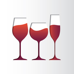 Rose wine Glass, exclude papercut style, for background icon logo menu in restaurant. vector illustration