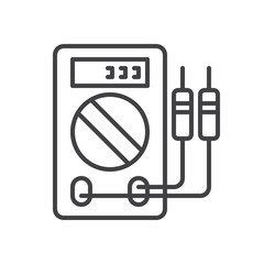 Digital multimeter line icon, outline vector sign, linear style pictogram isolated on white. Symbol, logo illustration. Editable stroke. Pixel perfect graphics