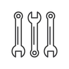 Wrench line icon, outline vector sign, linear style pictogram isolated on white. Repair symbol, logo illustration. Editable stroke. Pixel perfect graphics