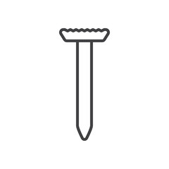 Steel nail line icon, outline vector sign, linear style pictogram isolated on white. Symbol, logo illustration. Editable stroke. Pixel perfect graphics