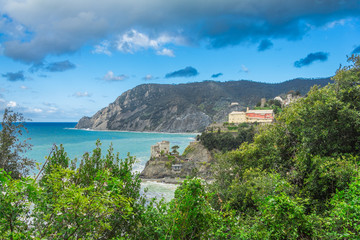 View from the azure path (the path of Love), passing through the Cinque Terre park between Monterosso al Mare and Vernazza