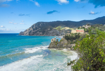 View from the azure path (the path of Love), passing through the Cinque Terre park between Monterosso al Mare and Vernazza