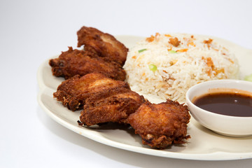 Jasmine rice with fried chicken
