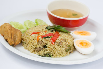 Fried rice with chicken green curry /