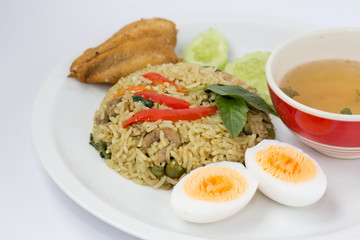 Fried rice with chicken green curry _