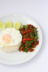  Fried basil leave with pork and fried egg 2