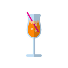 Cocktail flat icon, filled vector sign, colorful pictogram isolated on white. Drink symbol, logo illustration. Flat style design