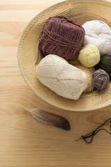 Colorful balls of yarn.