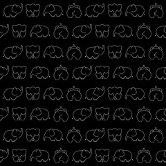 black and white elephants. vector seamless pattern. simple background