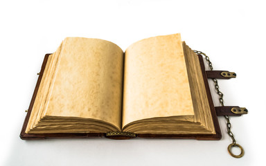 Opened book with very aged pages