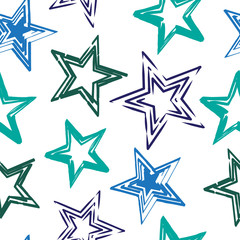 Obraz premium vector seamless pattern with blue and green stars