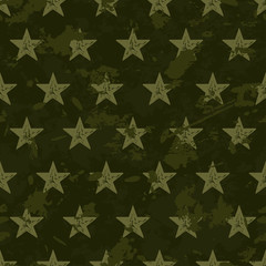 vector seamless grunge military pattern with stars