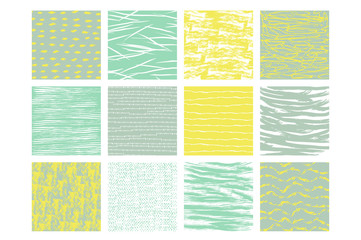 vector set of twelve non-seamless brush stroke patterns
