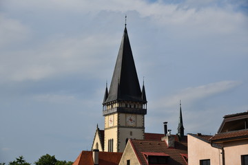 Fototapeta premium old historical wall, church and tower Bardejov Slovakia