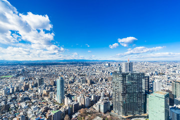 東京　青空と都市風景