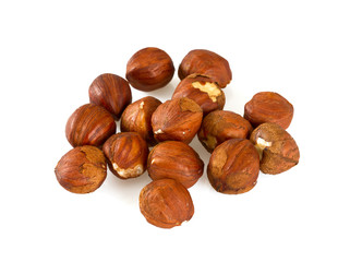 hazelnuts isolated on white