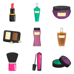 Set of color flat cosmetics icons set for web and mobile design