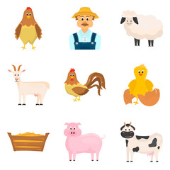 Set of color flat agriculture icons set for web and mobile design