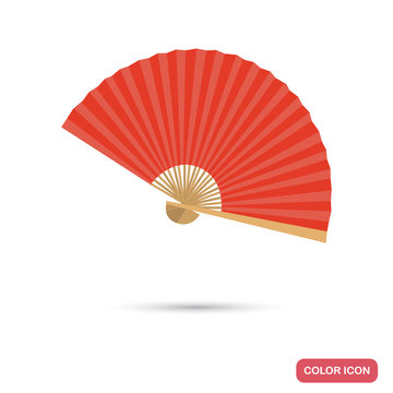 Chinese fan color flat icon for web and mobile design