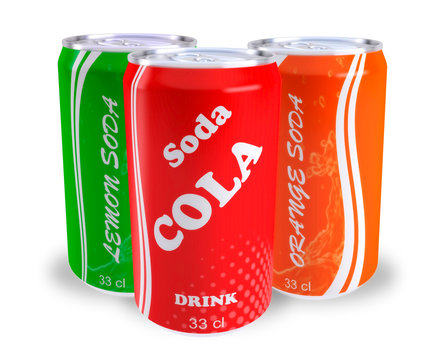canettes sodas cola orange citron