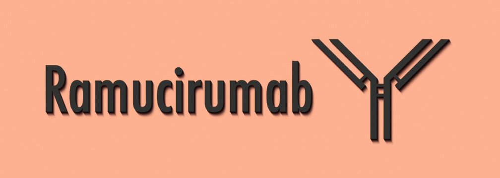 Ramucirumab monoclonal antibody drug. Targets the vascular endothelial growth factor receptor 2 (VEGFR2) and is used in the treatment of cancer.