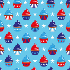 vector 4th of July seamless pattern with cupcakes