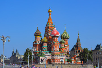 St. Basil Blazhenny's temple on the Red Square, famous touristic place and historical landmark of...