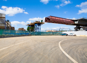 Fototapeta na wymiar Construction of the overpass through the central Moscow ring.