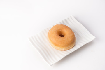 donut on a white plate.