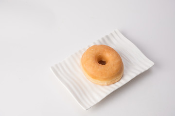 donut on a white plate.