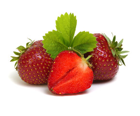 Strawberries with leaves