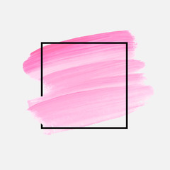 Logo brush painted acrylic abstract background design illustration vector over square frame. Perfect watercolor design for headline, logo and sale banner. 