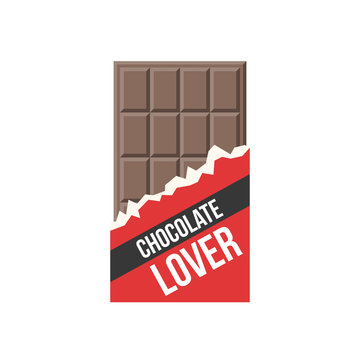 Chocolate bar icon and badge chocolate lover, flat design vector