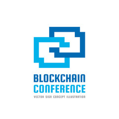Blockchain technology conference - vector logo template concept illustration. Abstract geometric business sign. Digital crypto currency creative icon. Graphic design element. 
