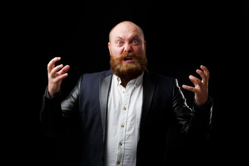 Angry adult man with tense hands