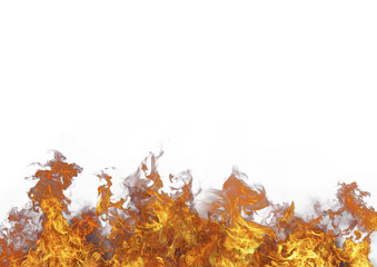 Beautiful stylish fire flames, against the white background