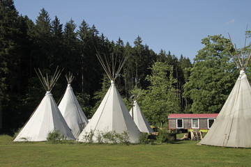 Camping site with tipi