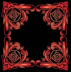 Wedding invitation. Ornamental frame. Ethnic motives. Lovely tablecloth. Bandana print. Scarf. Packaging. Oriental rug. Space for text, hand drawing