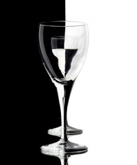 wine glasses on black and white background