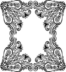 Wedding invitation. Ornamental frame. Ethnic motives. Lovely tablecloth. Bandana print. Scarf. Packaging. Oriental rug. Space for text, hand drawing