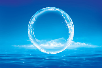 Sea surface with water bubble