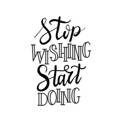 Poster with hand lettering. Quote for card design. Ink illustration. Colorful background for card or banner in vector