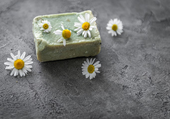 Obraz premium handmade soap made with chamomile, topvview, copyspace