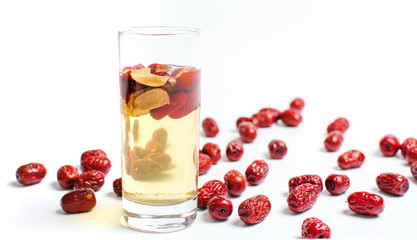 Chinese red dates fruit tea in a glass