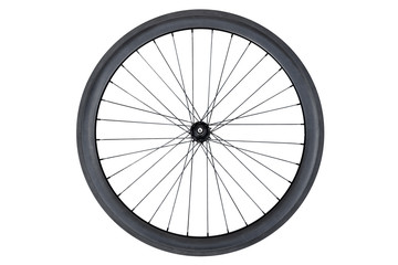 Carbon wheel for road bicycle isolated - Powered by Adobe