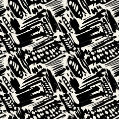 Seamless brushpen textile doodle pattern grunge texture