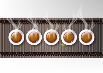 Vector isolated cup of coffee collection, chinese hot tea